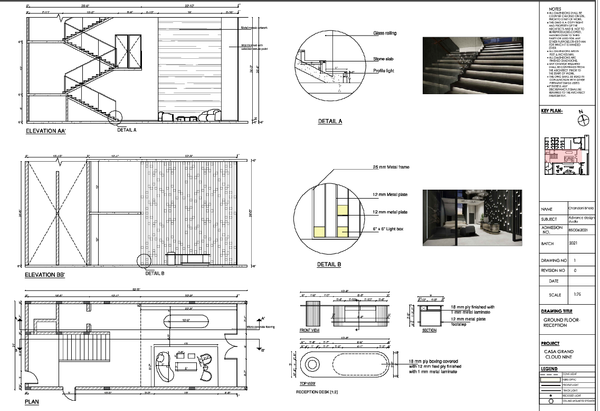 Commercial Ground Floor Reception Interior Working Drawing Details