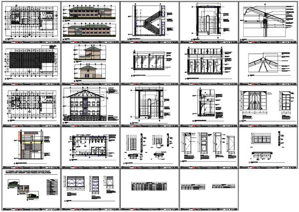 Educational Building Architectural Drawings With Plans And Sections