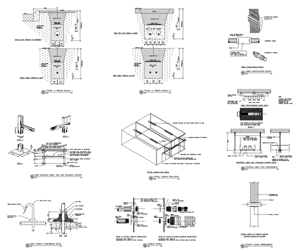 Electrical Cable Trench And Conduit Installation Details DWG