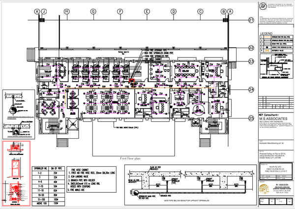 Fire Fighting Layout First Floor Plan With Hose Reel System Drawing