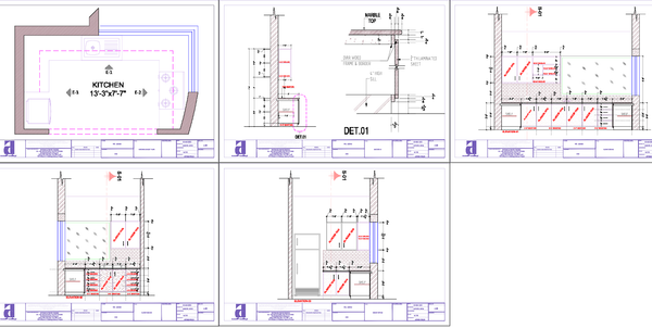 New Residential Kitchen Interior AutoCAD DWG with Dimensions