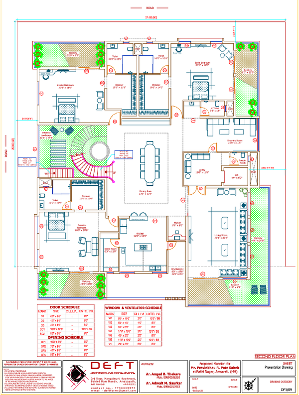 Luxury Mansion Second Floor Architectural DWG Plan with Room Details