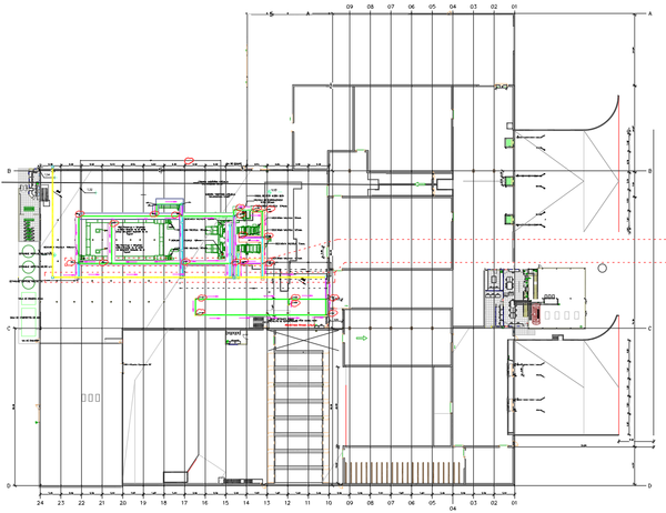 Mechanical Piping Layout with 2 to 6 Inch Lines and Pump Flow