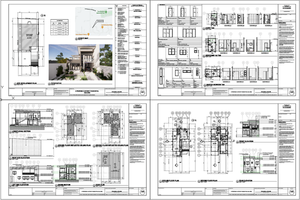 Modern Two Storey Residential Building AutoCAD Plan 6x22m Layout