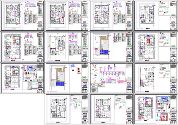 Multi-Floor Residential Building AutoCAD Plan with Full Layouts