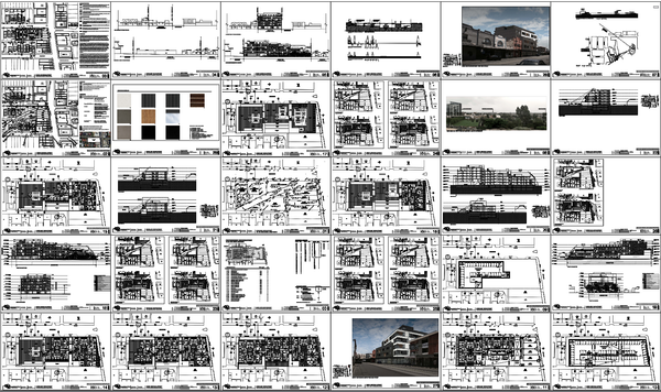 Multi Storey Residential Building Detailed Floor Plans, Elevations DWG