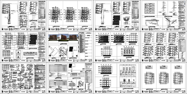 Multi Storey Residential Building Structure and Architectural Plan Set