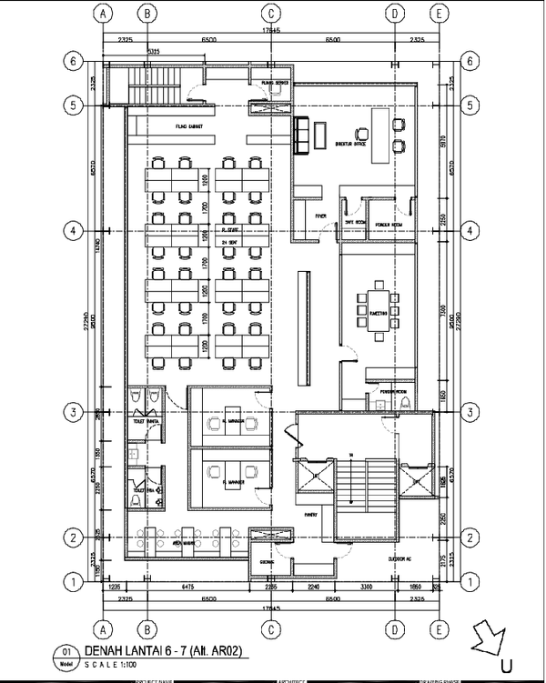 Office Floor Plan Layout With Workstations, Meeting, and Director Room