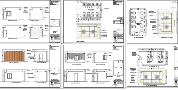 Office Interior Furniture Layout and False Ceiling Detail Drawing