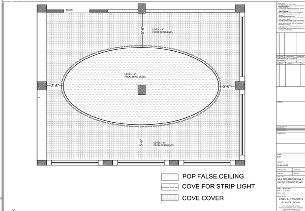 POP False Ceiling Layout Plan for Multipurpose Hall DWG Drawing