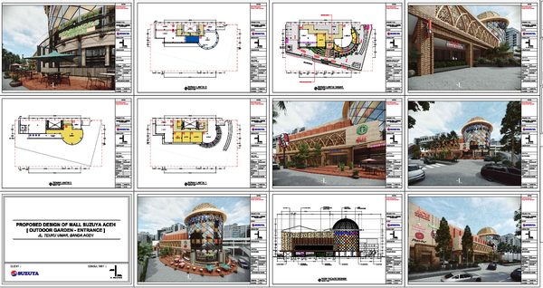 Proposed Mall Commercial Design AutoCAD DWG with Plans Elevation