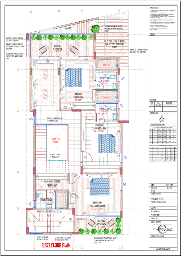 Residential First Floor Architectural Plan AutoCAD Drawing Layout