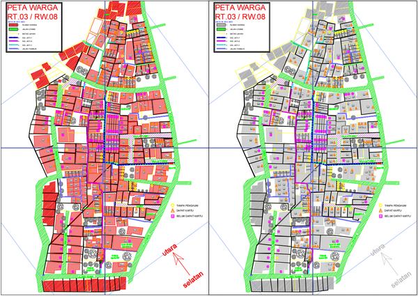 Residential Map Plan RT03 RW08 with Plot Layout and Area Details