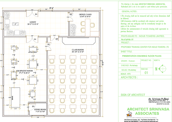 Training Center Floor Layout Plan With Classroom, Office, and Lobby