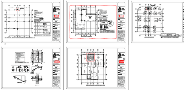 14.7m Villa Structural Drawing Column Grid and Foundation Plan