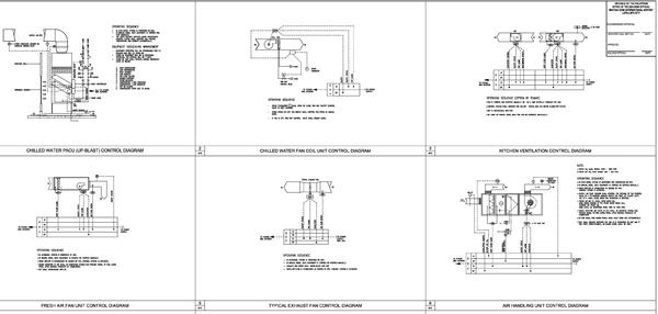 AutoCAD HVAC Control Diagrams for Airport Terminal Mechanical Systems