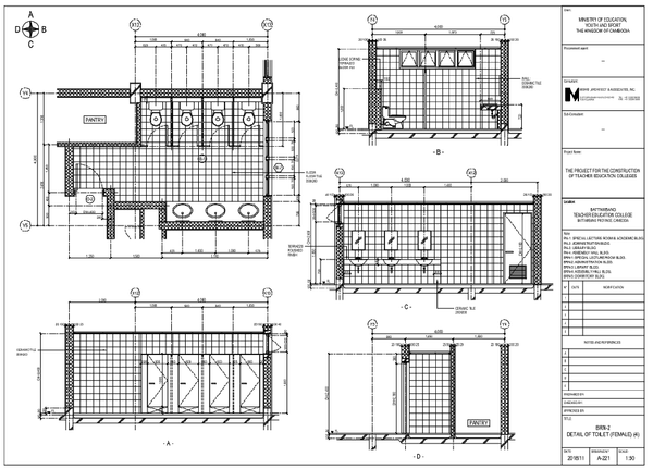 AutoCAD Male Toilet Layout Design for Academic Building Projects