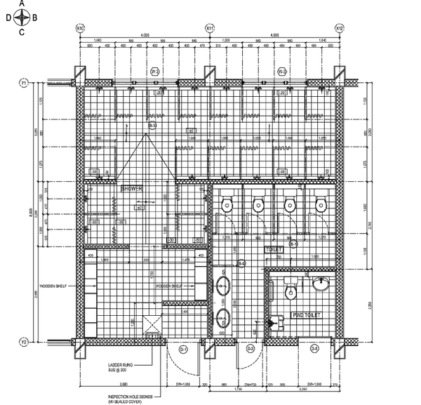 Bathroom Design Layout with Detailed Floor Plan and Precises