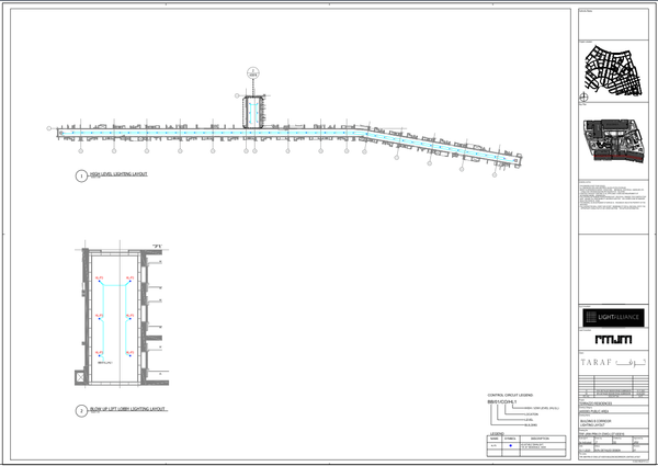 Blow Up Lift Lobby and High-Level Lighting Layout with Measurements