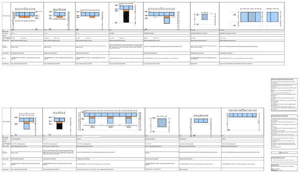 Central Station Window Schedule DWG with 300 to 1700 mm Sizes
