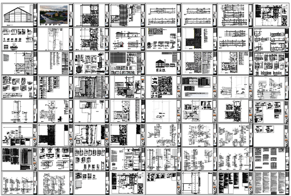 Complete Industrial Building AutoCAD DWG Set with Sections and Plans