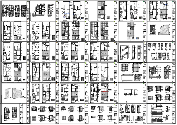Complete Residential Layout Plans with Sections and Elevations