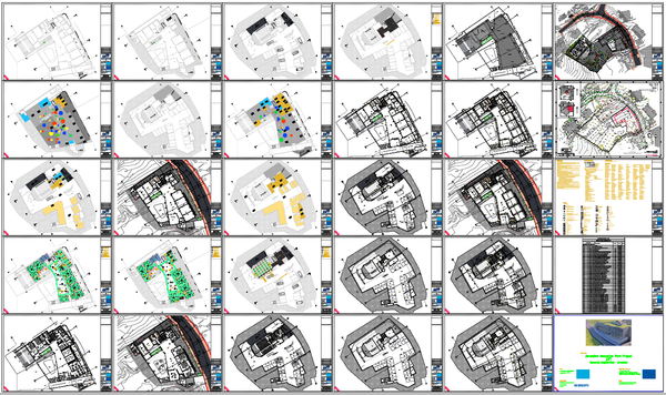 Comprehensive Architectural Floor Plan DWG with Site Layouts