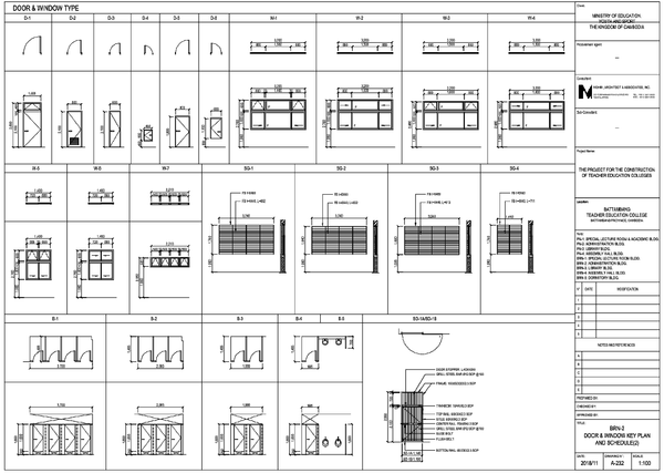 Detailed Door and Window Schedule Drawing with Sizes for Building