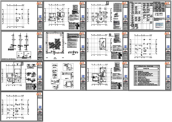 Detailed Structural Plans and Wall Section Drawings with Measurements