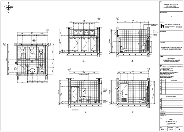 Female Toilet Construction Detail DWG with Plan Section Sizes