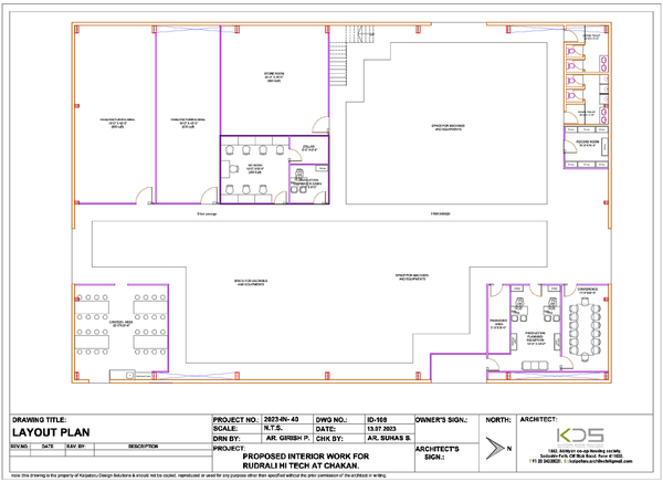 Industrial Interior Layout Plan AutoCAD Drawing with Area Details