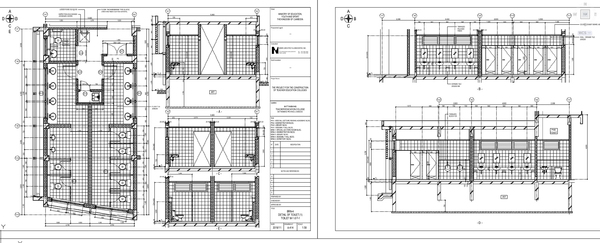 Institutional Toilet Block Layout Drawing 5500mm Width with Sections