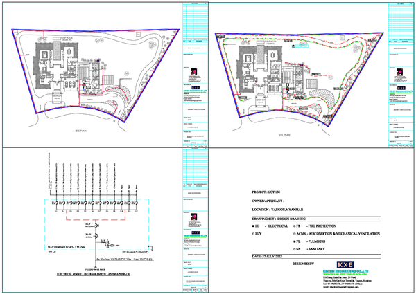 Landscape Site Plan with Electrical Layout DWG for Villa Project