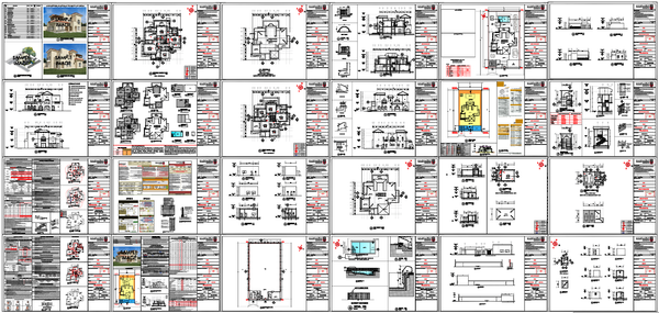 Luxury Residential Villa Architectural Drawing Set AutoCAD Plan