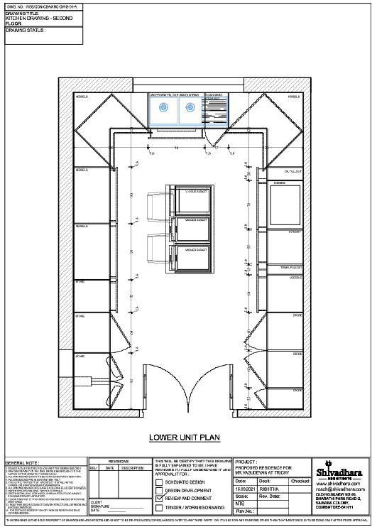 Modular Kitchen Lower Unit Layout Drawing with Storage Details