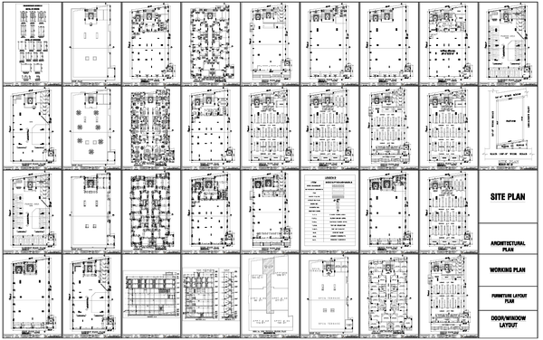 Multi Floor Commercial Building Architectural Layout AutoCAD Drawing