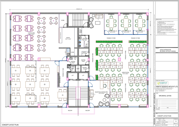 Office Concept Layout Plan 88x60 Workspace AutoCAD DWG Drawing
