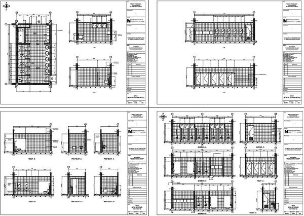 Public Toilet and Shower Layout Drawing 4800x3200mm with Sections