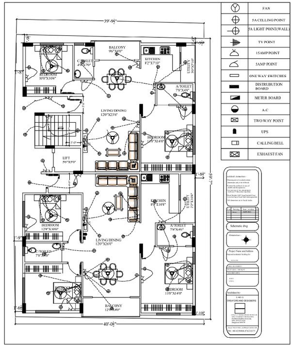 Residential Electrical Layout Plan with Lighting and Switch Points
