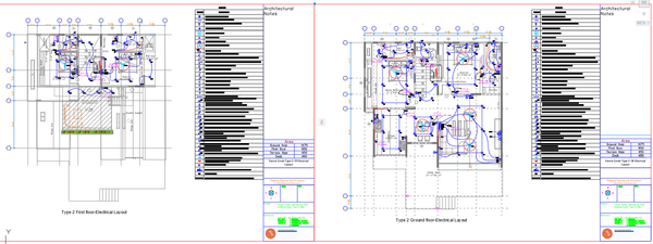 Residential Ground and First Floor Electrical Layout Drawing Detail
