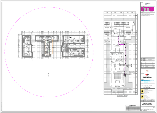 Roof Floor Lighting Protection System Layout with Precise Dimension