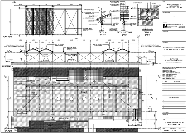Roof Plan and GFL Design with Detailed Section and Measurements