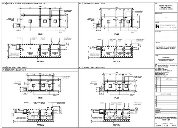 Septic Tank Section Details DWG with Capacity Layout and Dimensions