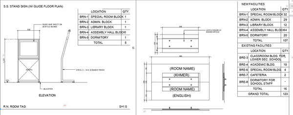 Stainless Steel Stand Sign and Room Tag Detail Drawing AutoCAD DWG