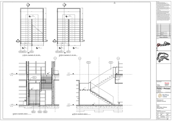 Stair Details Drawing Type 02 with 24 Steps 4.200m Level Sections