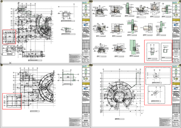 Structural Floor Layout with Detailed Section Views and Measurement