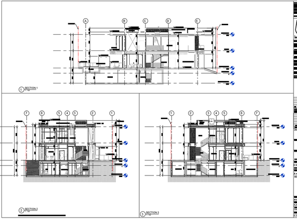 5 BHK Villa Section autocad Drawing 1 100 Scale 8950mm Roof Level