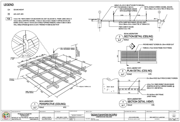 Bio Laboratory False Ceiling Detail AutoCAD DWG with Sections