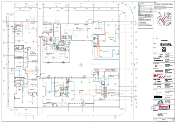 Corporate Building Level 00 Layout Plan 56860mm x 49800mm DWG