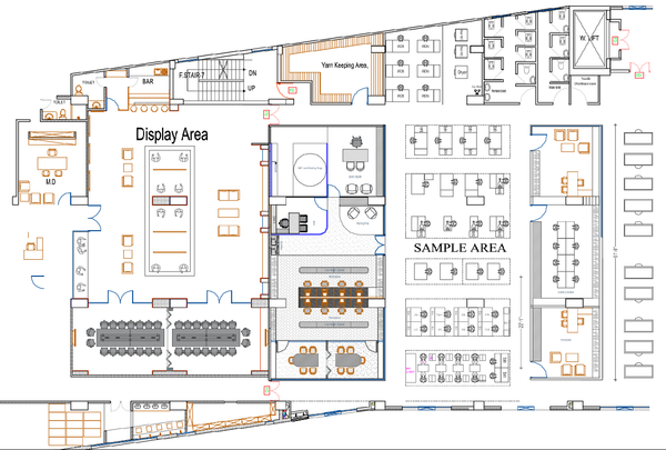 Garment Factory Layout 61ft9in Sample Area with Production Zone Plan